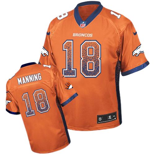 Men's Elite Peyton Manning Nike Jersey Orange - #18 Drift Fashion NFL Denver Broncos